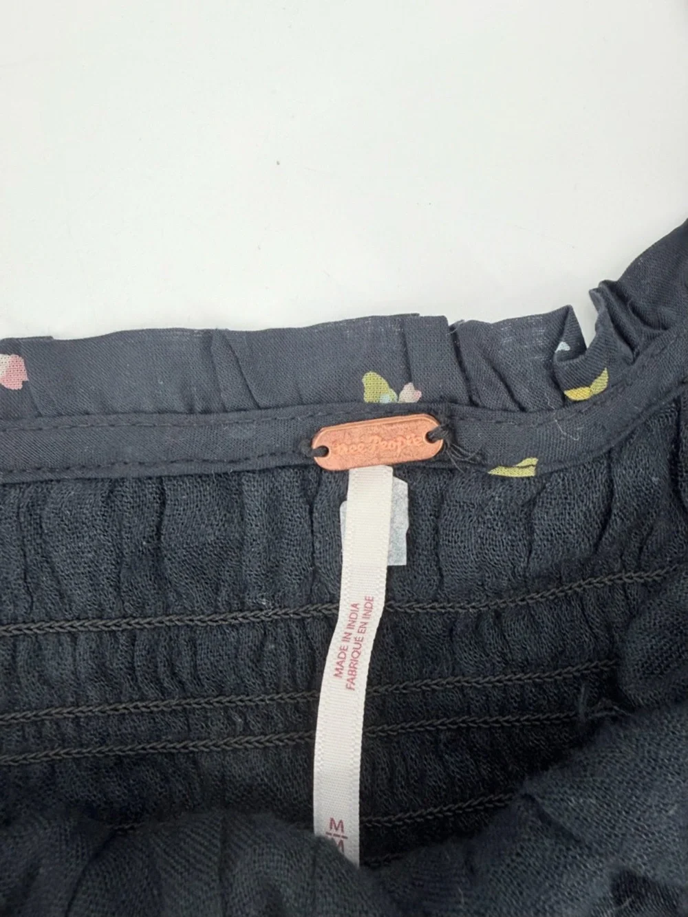 Free People Kaia Smocked Adjustable Strap  Cropped Tank Top Boho Floral Print - Picture 7 of 7